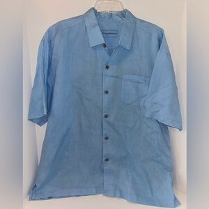 Tommy Bahama men’s Paradise Bound Smooth Sailing 100% linen blue‎ shirt size XL